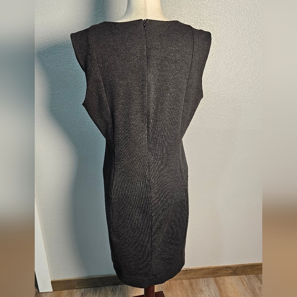M.M. Lafleur Charcoal Gray Sleeveless Dress Nylon Viscose Elastane SZ 14 - Picture 2 of 9